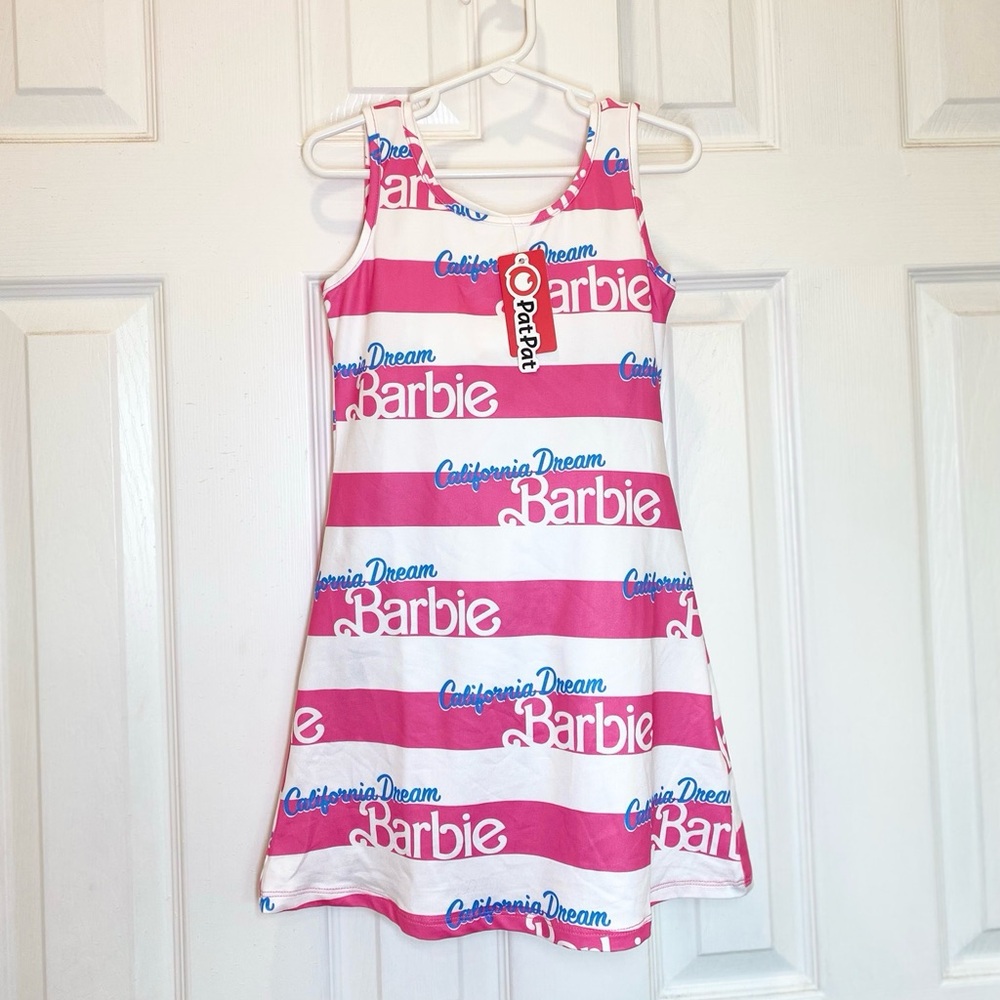 Barbie Kid Girl Letter and Heart Allover Print Dress